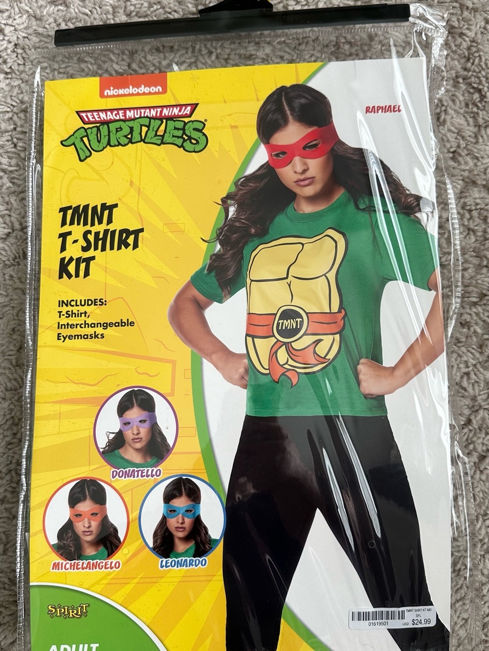 Nickelodeon TMNT Raphael Costume T-Shirt Kit - Green T-Shirt with Red Mask